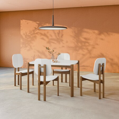 Manhattan Comfort Rectangle Dining Set of 5, 47.24 in L, MDF 4-DT-82901-WH